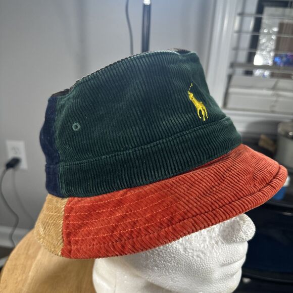 Polo Ralph Lauren Fall Color Block Corduroy Bucket Crusher Hat Size L / XL - Picture 1 of 7